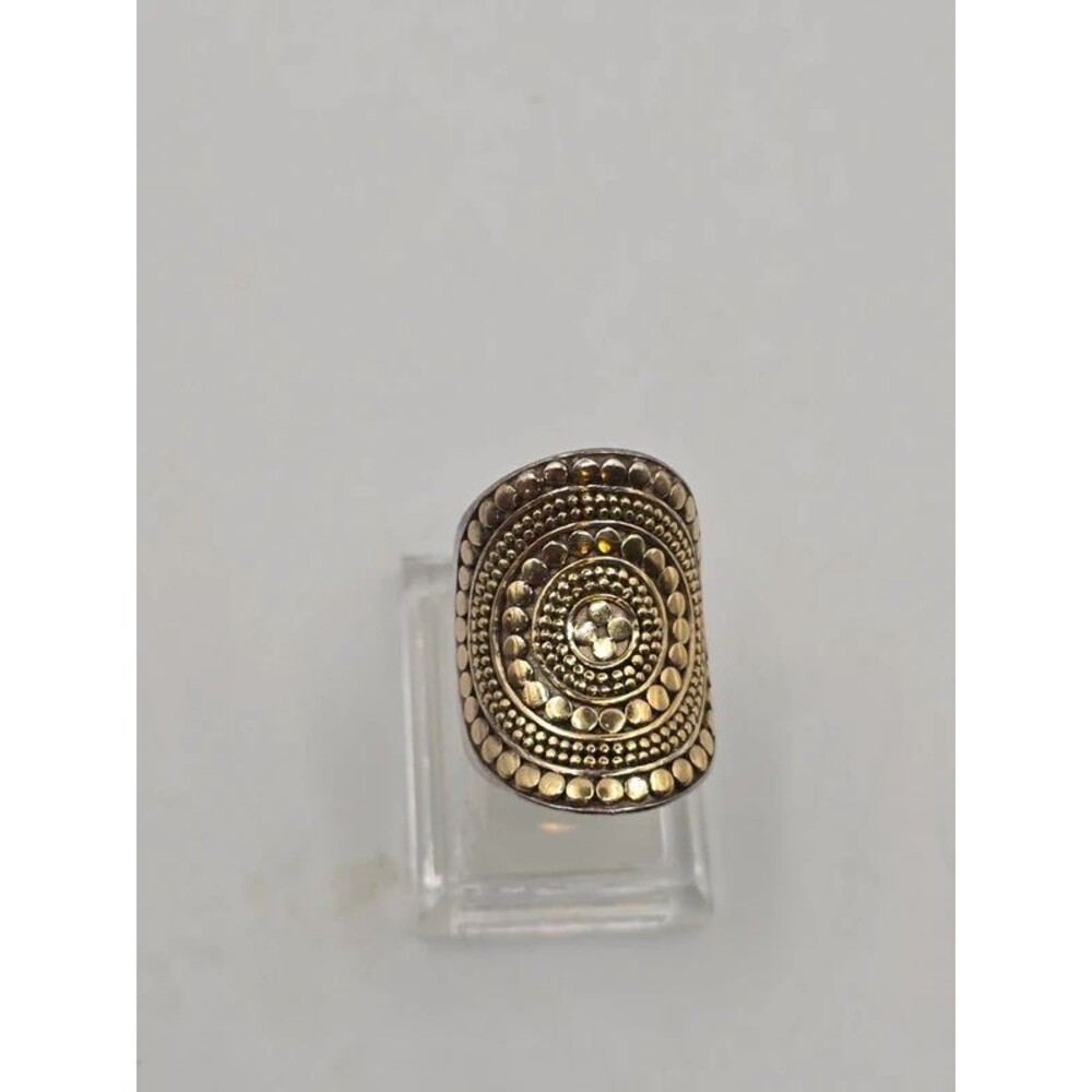 Anna Beck 925 Sterling Silver & Gold Vermeil Saddle Shield Ring